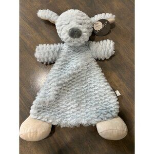 New With Tags Demdaco Blue Dog Lovey Baby Security Blanket Rattles